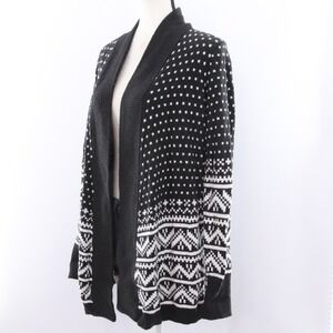 Loft Fair Isle Pattern Cardigan‎ Black White Women's Small